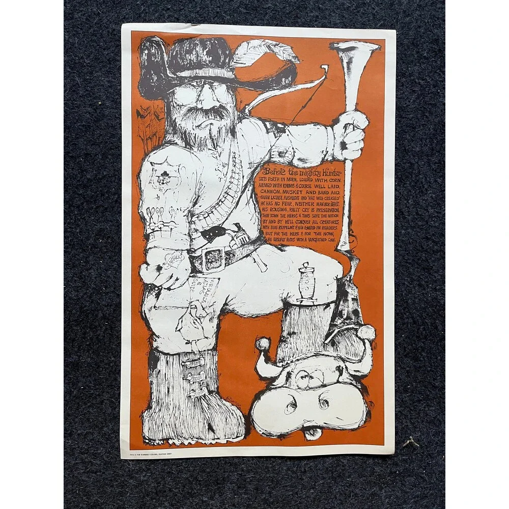 Vintage Hunting John Hitesman Lithograph Poster 1960's MCM Wall Decoration, Vin
